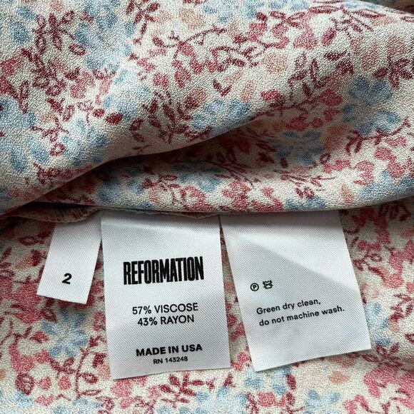 Reformation Jessa Floral Mini Dress Size 2 Pink Dulce Sweetheart Neckline - Picture 11 of 11